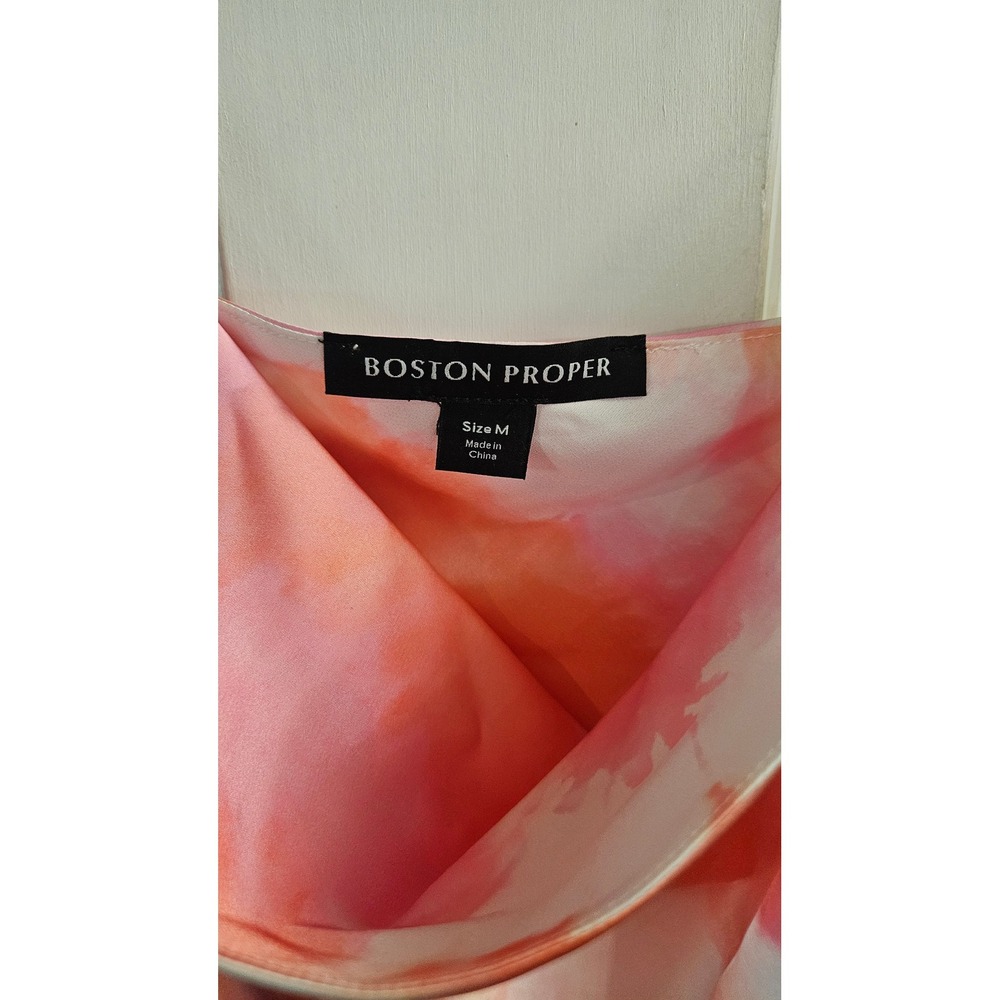Girlhoodcore Boston Proper Blossom Ombre Cowl Neck Charmeuse Cami Pink Orange M